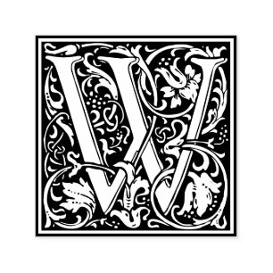 Svartvit bricka i brev W art nouveau Självfärgande Stämpel