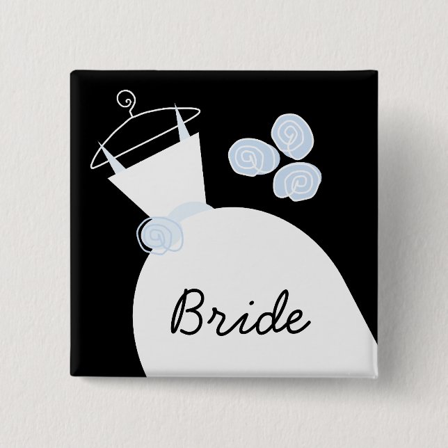 Svartvit "Bride" i bröllop Knapp (Framsida)