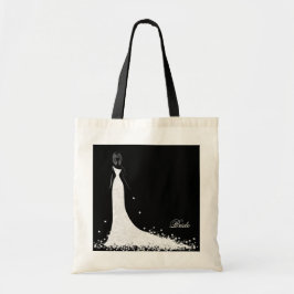 Svartvit Bröllop-Dress och Vintage Snöre Tygkasse
