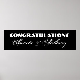 Svartvit Bröllop eller Förlovning Banner Poster