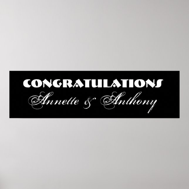 Svartvit Bröllop eller Förlovning Banner Poster (Framsidan)