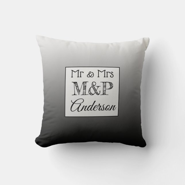 Svartvit Bröllop-fyllning med personlig övertoning Kudde (Framsida)
