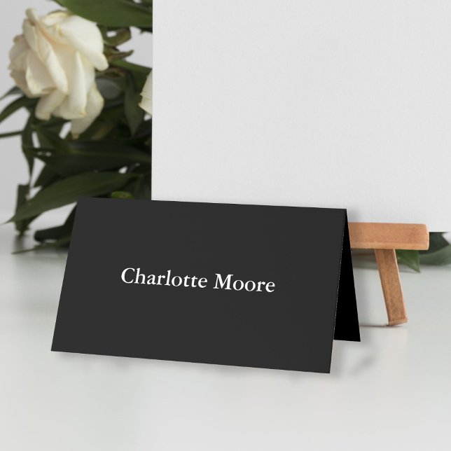 Svartvit Bröllop Guest Namn Placeringskort (Black White Wedding Guest Name Place Card
)
