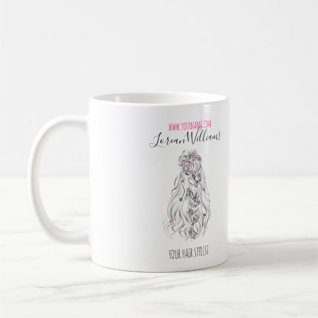 Svartvit bröllop Hair Stylist Black White Vågigt H Kaffemugg (Vänster)