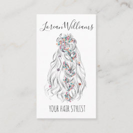 Svartvit bröllop Hair Stylist Black White Vågigt H Visitkort