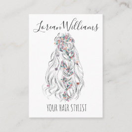 Svartvit bröllop Hair Stylist Black White Vågigt H Visitkort