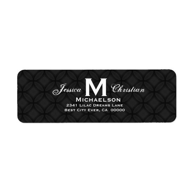 Svartvit Bröllop Monogram M-Personlig 01 Returadress Etikett (Framsidan)