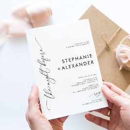 Svartvit Bröllop-rehearsal, enkel middag Inbjudningar