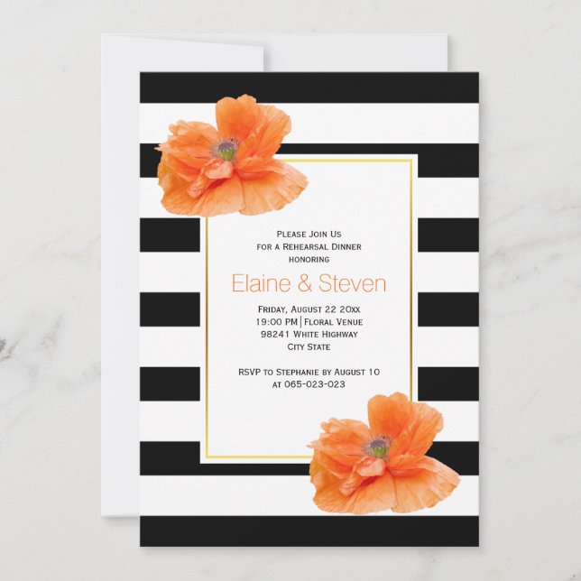 Svartvit bröllop-rehearsal inbjudningar (Framsida)