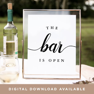 Svartvit Bröllop-tecken "Pub är öppet" Poster