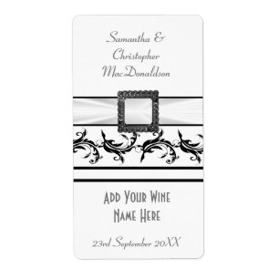 Svartvit bröllop vin flaska fraktsedel