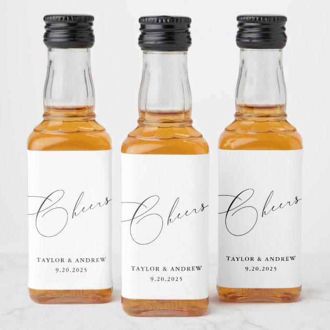 Svartvit Bröllop Vin Flaska Spritflaskor Etikett (Flaskor)