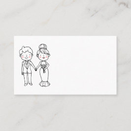 Svartvit Bröllopsfest i Tecknaden Bride Groom Placeringskort