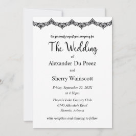 Svartvit bröllopsinbjudning i snöre inbjudningar