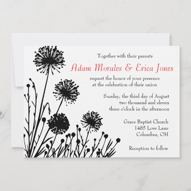 Svartvit bröllopsinbjudning inbjudningar (Framsida)
