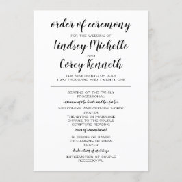 Svartvit Bröllopsprogram Program