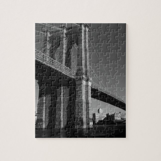 Svartvit Brooklyn Bridge Pussel (Vertikal)