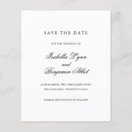 Svartvit budget Bröllop spara datum