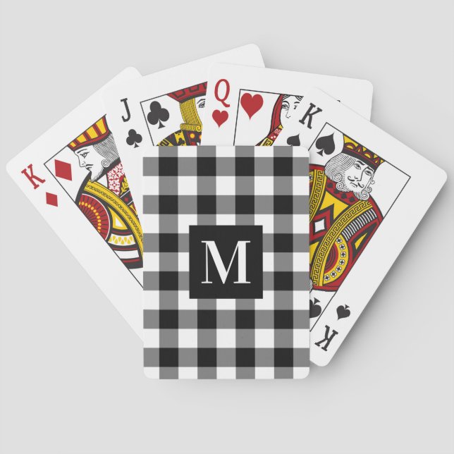 Svartvit Buffalo Play Anpassningsbar Monogram Casinokort (Baksidan)
