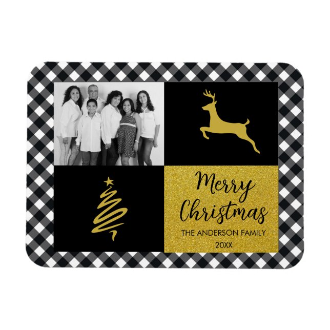 Svartvit Buffalo Play Guld Helgdag Photo Magnet (Horisontell)