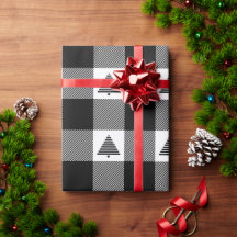 Svartvit Buffalo Play med Julgranar