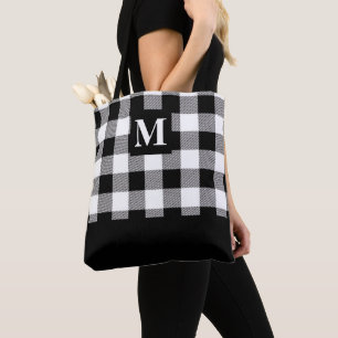 Svartvit Buffalo Play Monogram Tote Bag Tygkasse