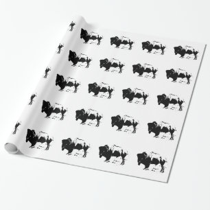 Svartvit Buffalo Silhouette Wrapping Papper Presentpapper