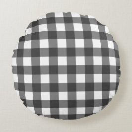 Svartvit buffalo-skena rund kudde