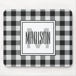 Svartvit buffel-papp/Kontrollera monogrammat Musmatta