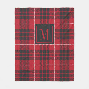 Svartvit buffel plaid mönster monogram fleecefilt
