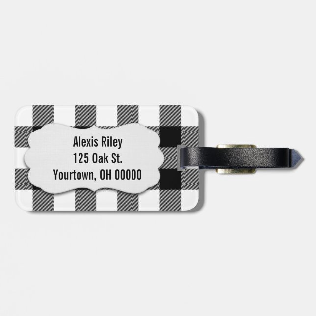 Svartvit buffel pläterad bagagebricka (Baksida Vågrät)