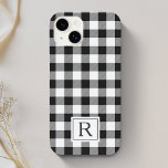 Svartvit buffelkontroll Anpassningsbar Monogram<br><div class="desc">Anpassningsbar-designade Fodral-Mate iphone case med personlig monogram på rustiska svarta och vita bufflar/gingham-check plaid mönster.</div>