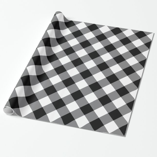 Svartvit buffelpapp presentpapper (Utrullad)