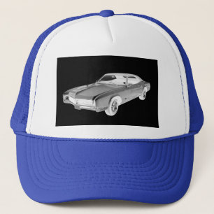 Svartvit Buick Riviera popkonst 1967 Truckerkeps