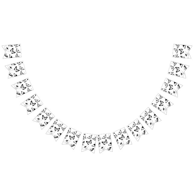 Svartvit Butterflies Bröllop buntbanderoll Vimplar (Alla)