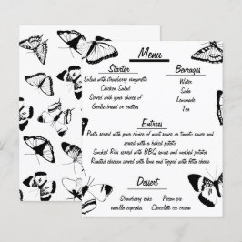 Svartvit Butterflies Bröllop-meny