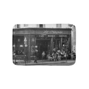Svartvit Cafe i Montmartre, Paris Badrumsmatta