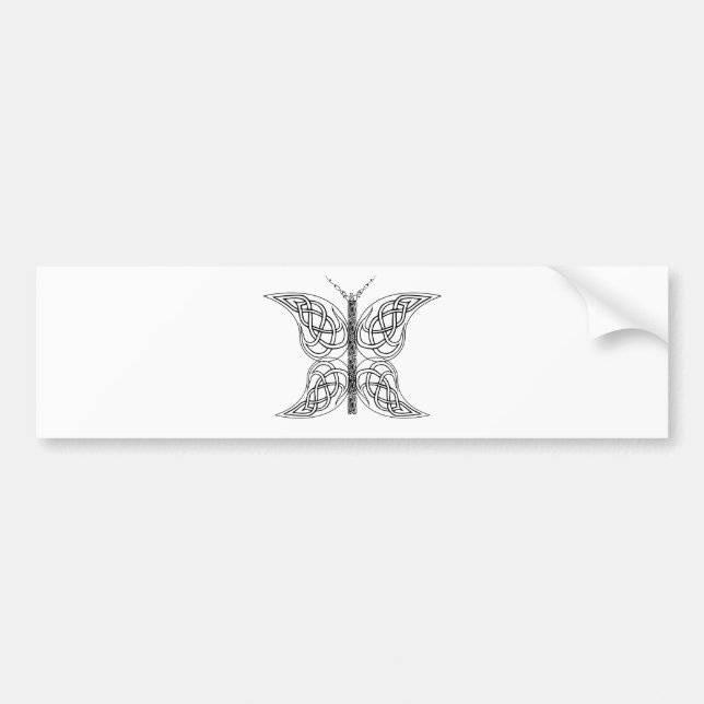 Svartvit Celtic fjäril Bildekal (Framsidan)