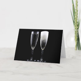 Svartvit champagne Flaska Flute Glass Festive Helgkort