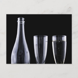 Svartvit champagne Flaska Flute Glass Festive Vykort