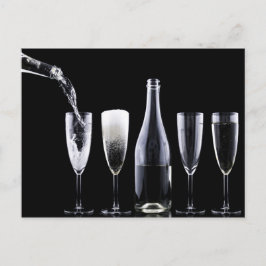 Svartvit champagne Flaska Flute Glass Festive Vykort