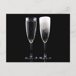 Svartvit champagne Flaska Flute Glass Festive Vykort