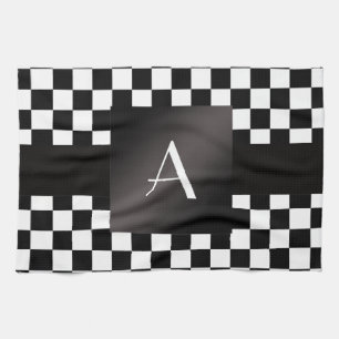 Svartvit checkers för Monogram Kökshandduk