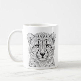 Svartvit Cheetah Unge Mugg Konst