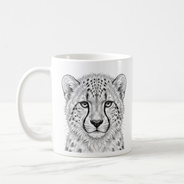 Svartvit Cheetah Unge Mugg Konst (Vänster)