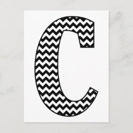 Svartvit Chevron Brev C Monogram Vykort