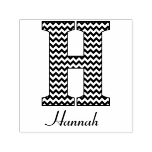Svartvit Chevron Brev H Monogram Självfärgande Stämpel