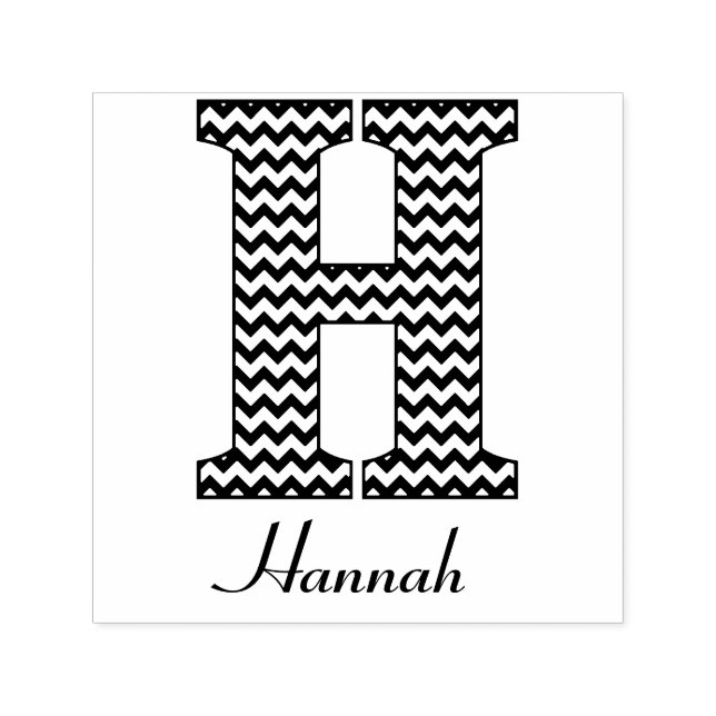 Svartvit Chevron Brev H Monogram Självfärgande Stämpel (Design)