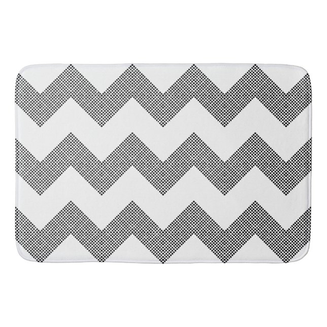 Svartvit Chevron-punkter Badrumsmatta (Framsidan)