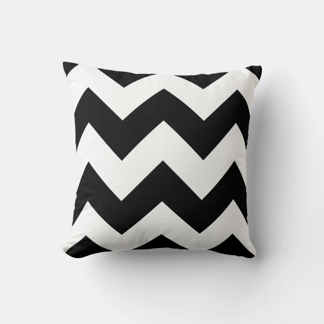 Svartvit Chevron Zigzag Dekorativ kudde (Framsida)